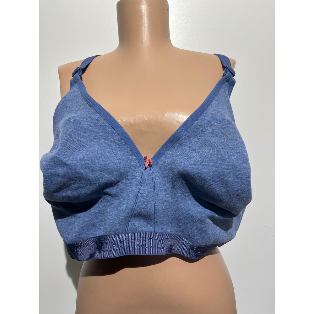 Cacique Lane Bryant Blue Heather Lace Racerback Wireless Bralette Plus 48DD
